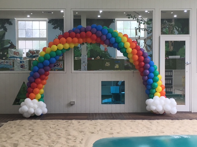 Rainbow balloon arch